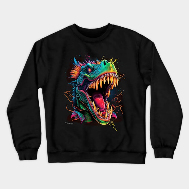 Dangerous Dinosaurs 3D-Effect  #1 Crewneck Sweatshirt by Farbrausch Art